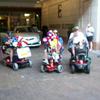 Chapter members on their scooters ( L - R ) ron Rushia, Jeff Belden, and chapter President John Svandrlik